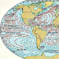 Мировой океан Контурная карта поверхностные течения мирового океана